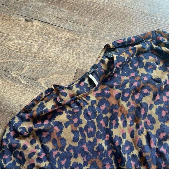 Scotch & Soda Leopard Blouse Navy Taupe Pink Small Chic - Picture 8 of 13